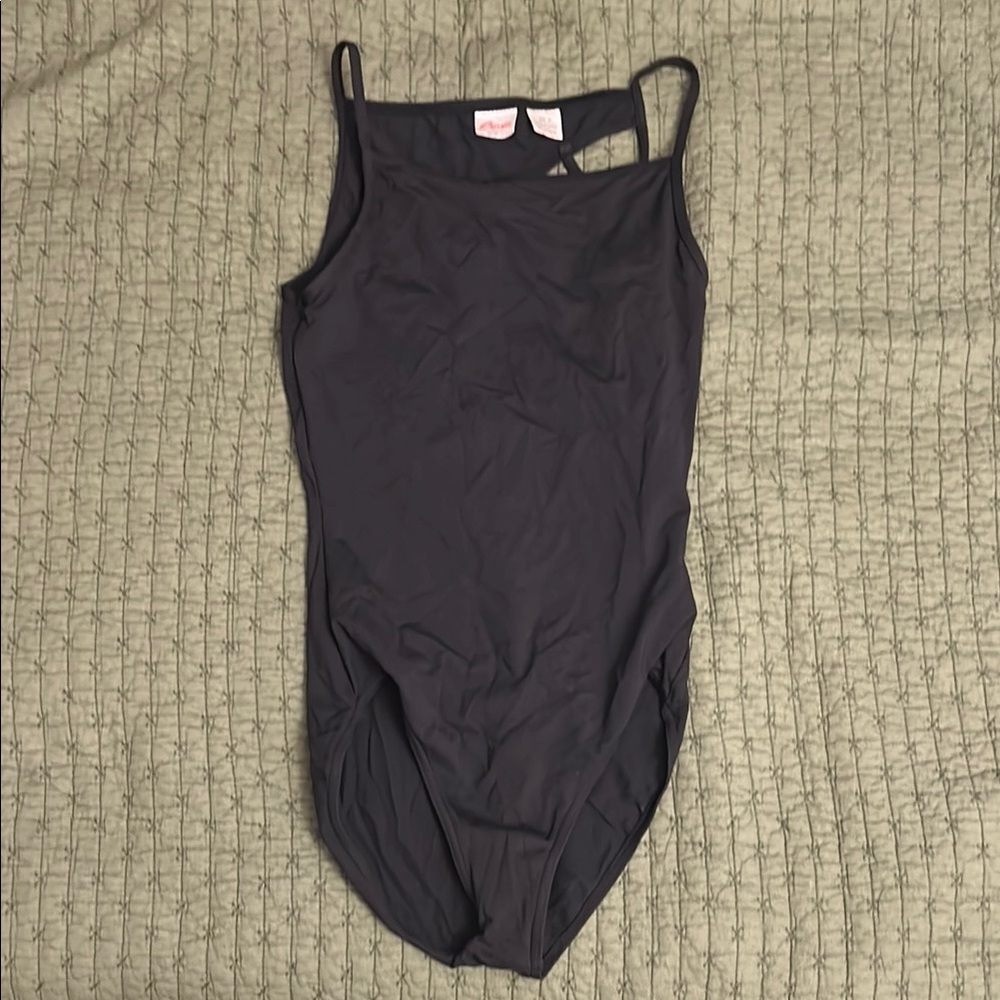 Black Scoop Neck, Thin Straps Leotard